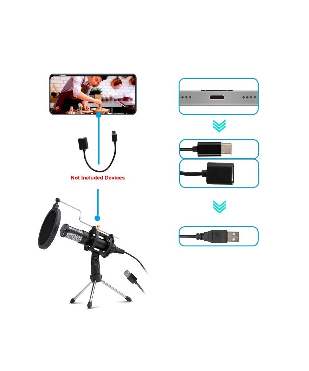 Micrófono de condensador USB con trípode y filtro