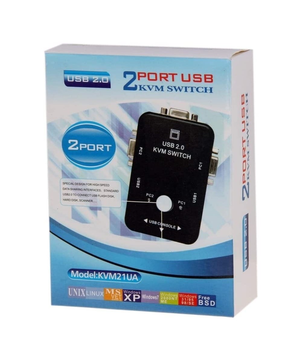 Conmutador de Teclado, Video y Mouse de 2 Puertos KVM Switch USB2.0