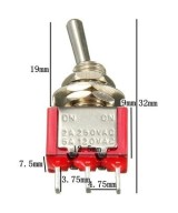 Interruptor de palanca On - Off - On (mini Switch 3 posiciones) 3 pines MTS-102
