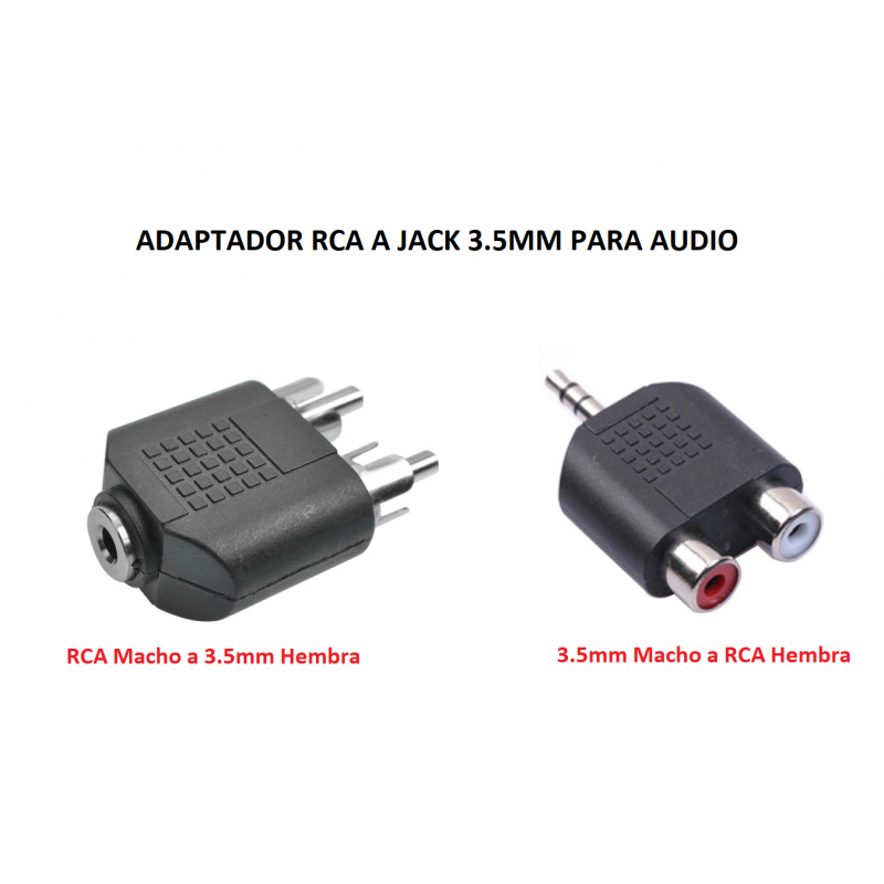20 Adaptador RCA MACHO Tipo Jack Polarizado para Video y AUDIO en