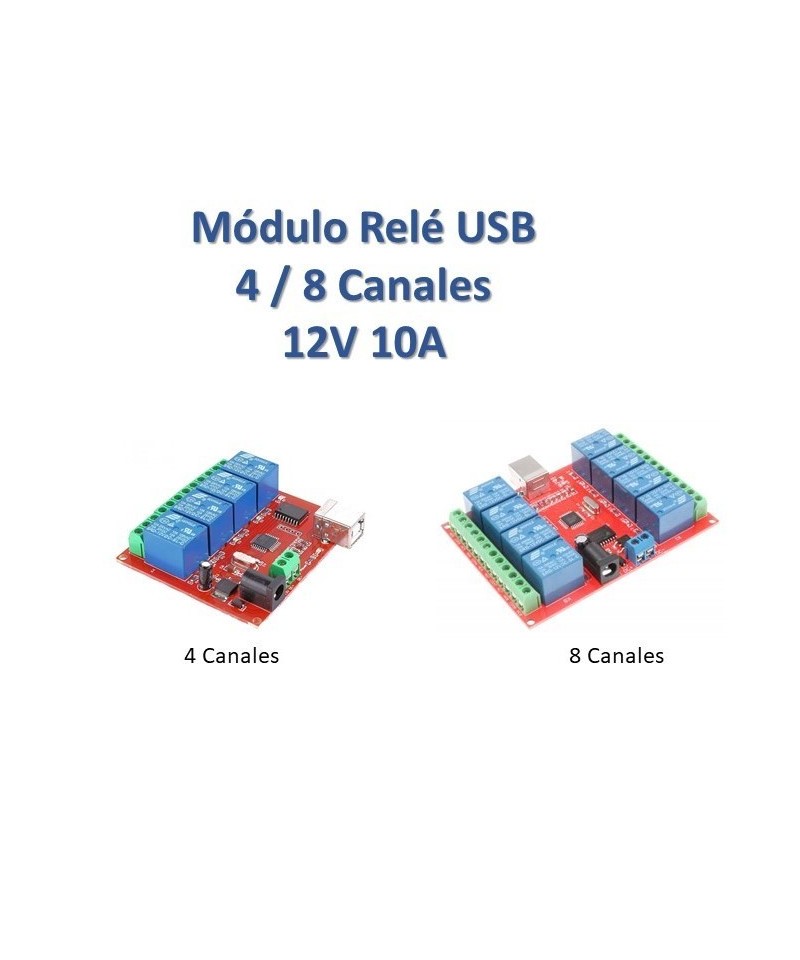 Modulo Rele USB 12V 10A 4 - 8 Canales