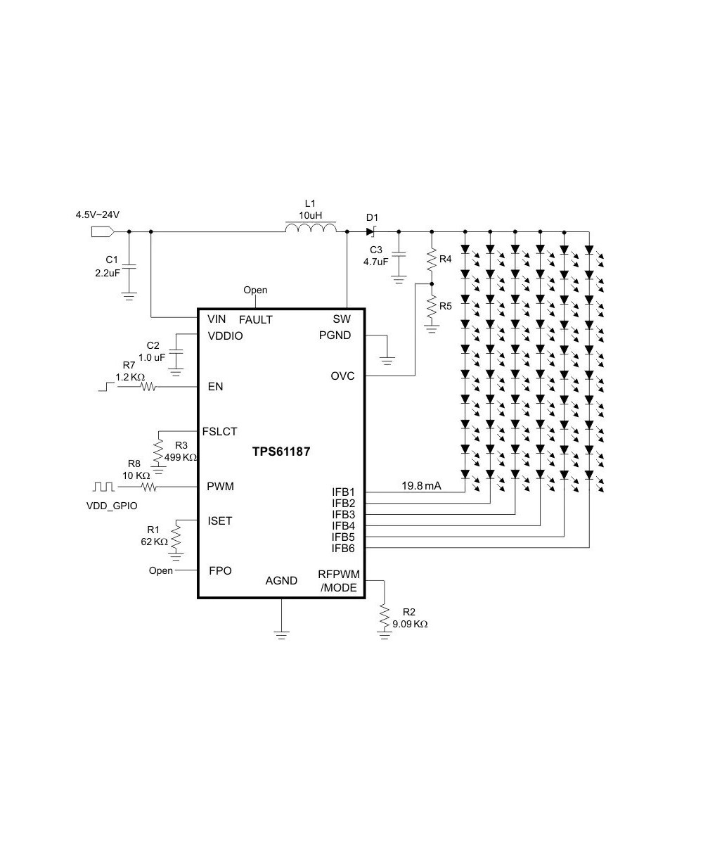 Controlador de Iluminación LED TPS61187RTJR