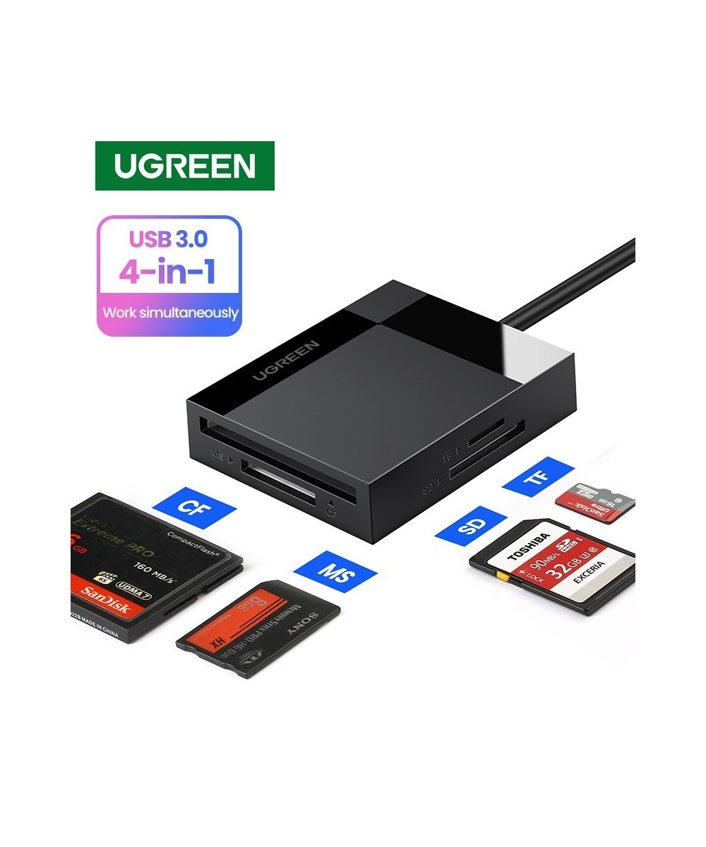 Lector de Memorias CF/MS/TF/SD 4 en 1 USB 3.0 / USB-C ugreen