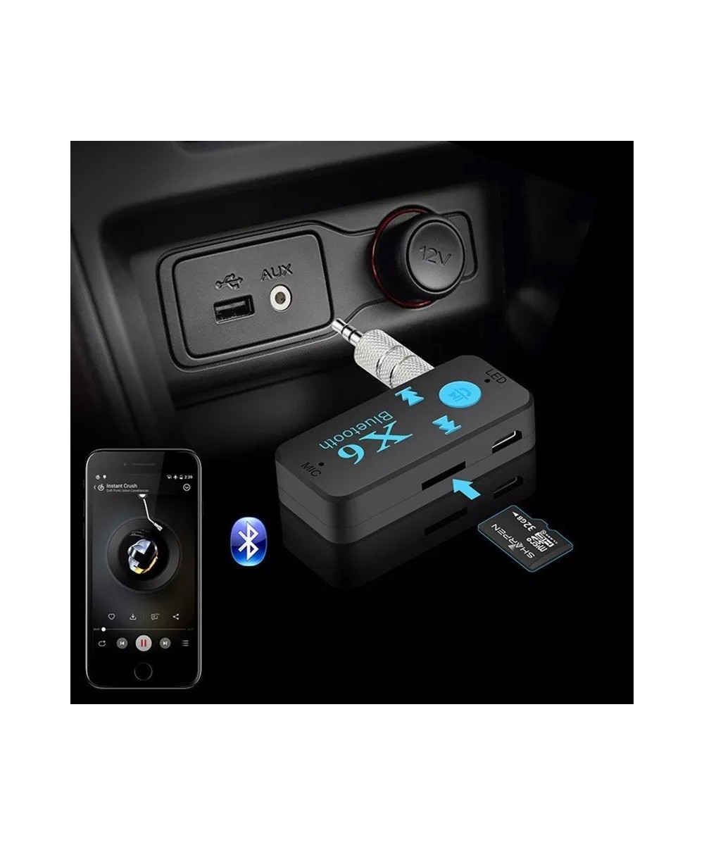 Adaptador Bluetooth Auxiliar 3.5mm X6 con Lector TF
