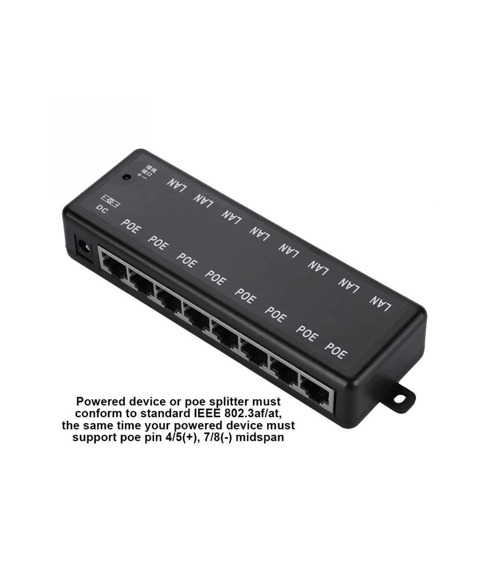 Adaptador HUB POE Pasivo RJ45 8 Puertos 12-48VDC
