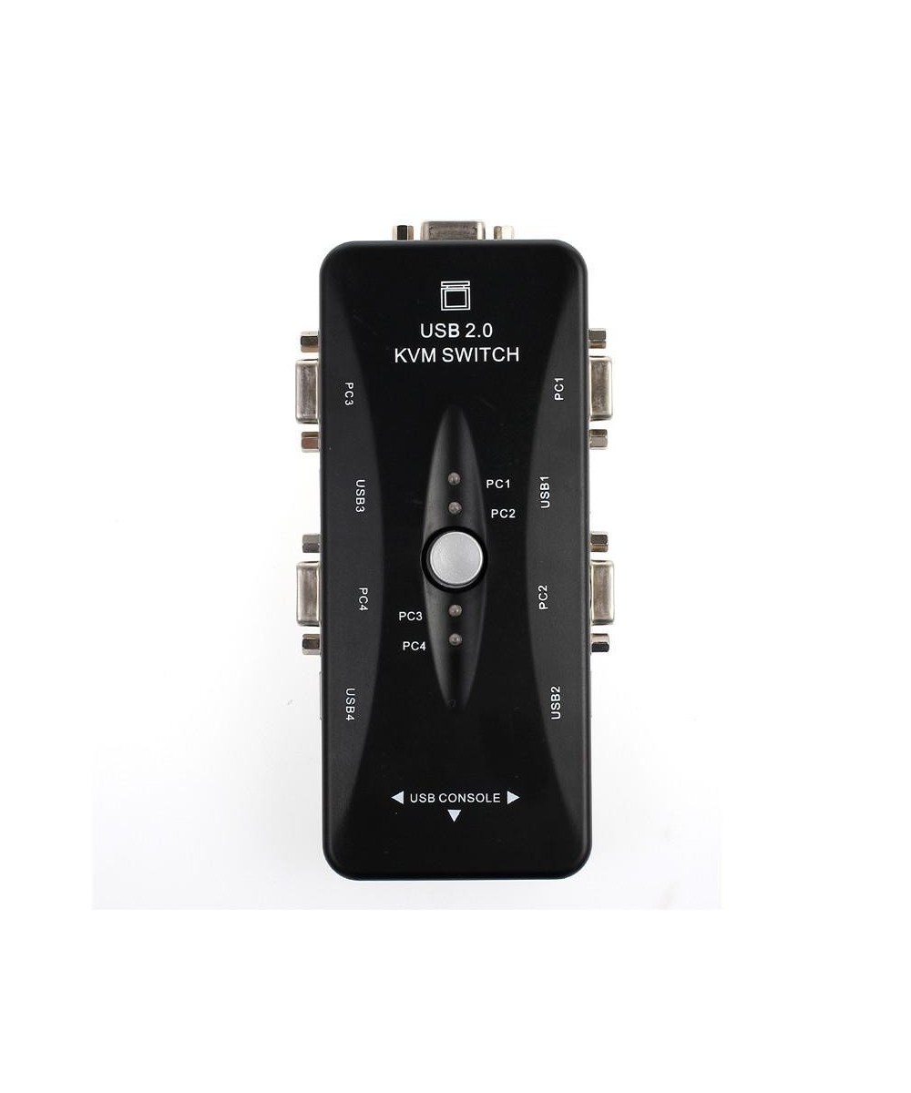 Conmutador de Teclado/Video/Mouse 4 puertos KVM Switch con Cables