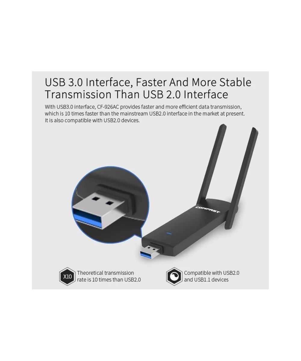 Antena USB 3.0 inalambrica COMFAST CF-926AC V2 1200Mbps 2.4GHz / 5.8GHz dual band