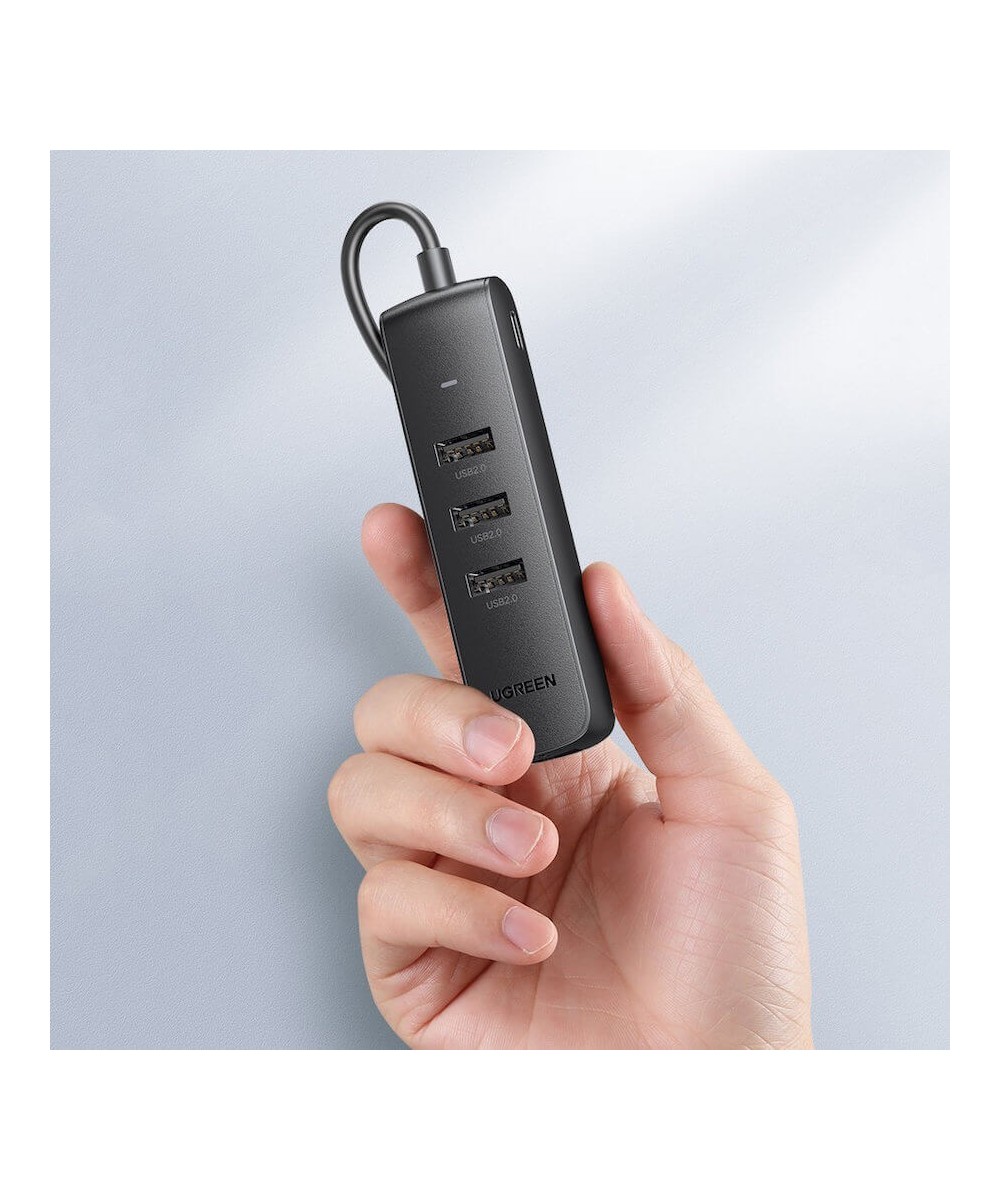 ADAPTADOR HUB DE USB A USB 2.0 Y RJ45 10/100M UGREEN