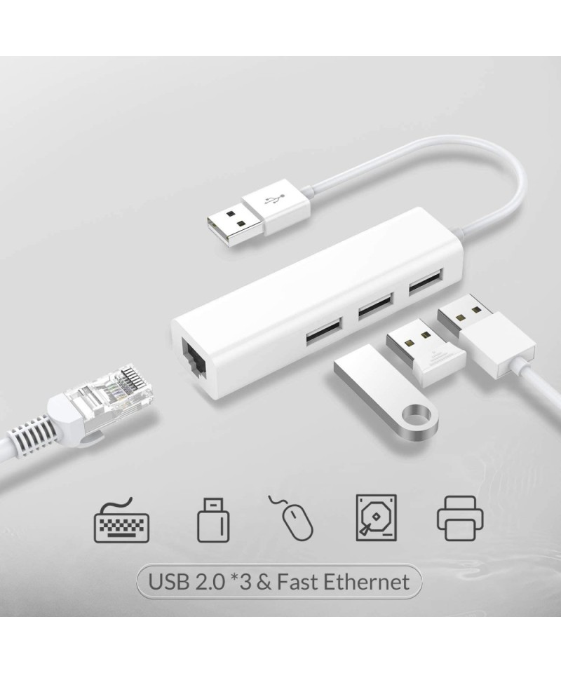 Adaptador de RED y HUB USB 2.0 a RJ45 10/100M