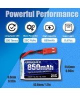 Bateria Recargable 3.7V URGENEX 380mAh / 850mAh tipo LiPo