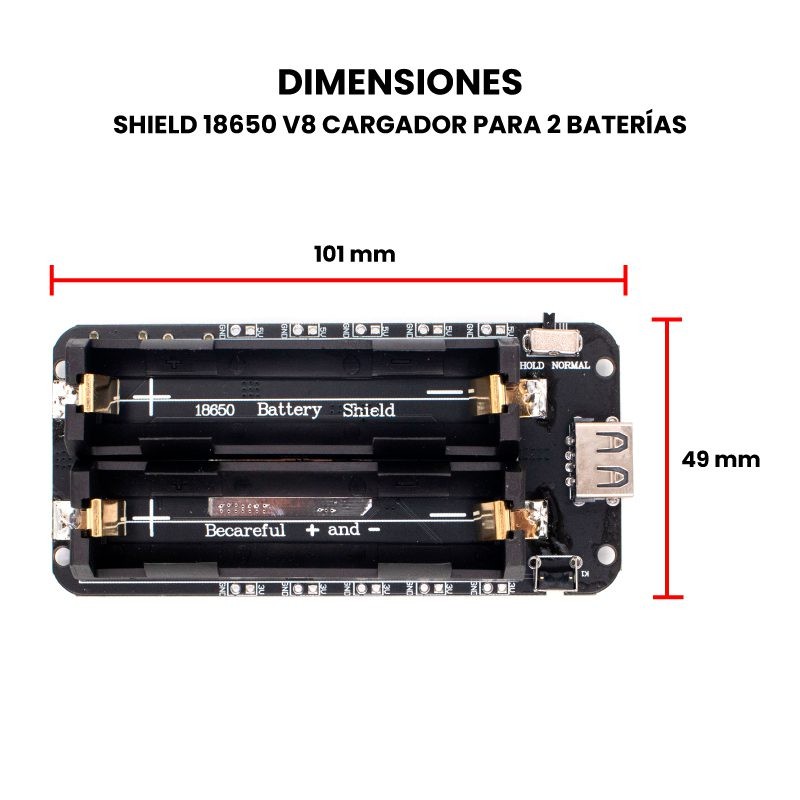 Modulo Cargador De Bateria Shield Baterias Tipo Espacios