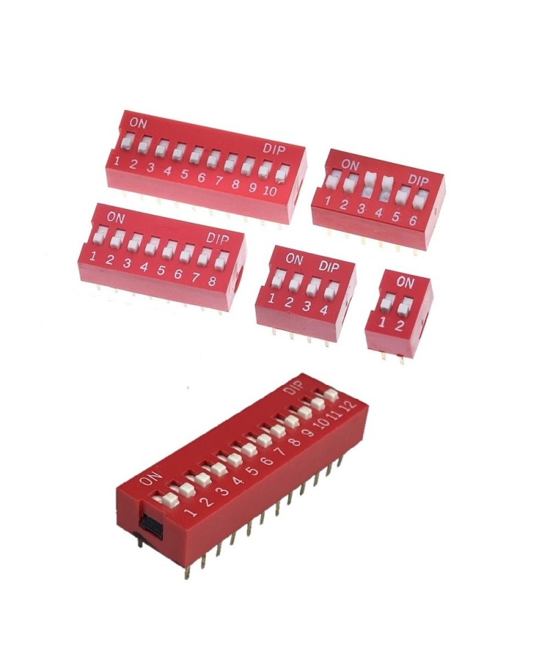 Mini Interruptor de 2/4/6/8/10/12 Posiciones 2.54mm (DIP Switch)