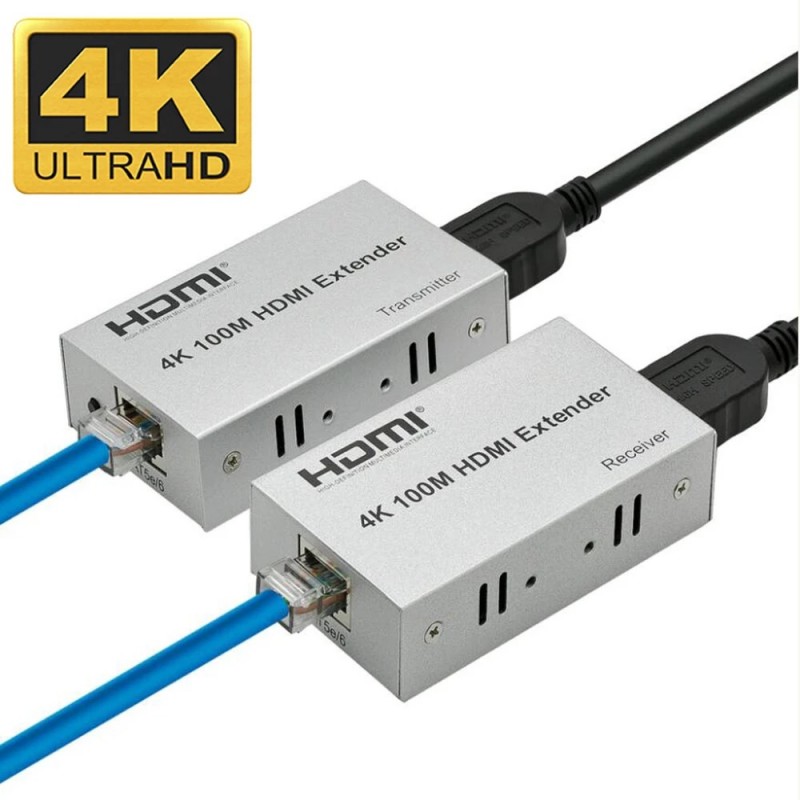  H-COME - Extensor HDMI, adaptador extensor de red HDMI Ethernet  de hasta 100 pies sobre cable RJ45 Cat5-e Cat6 (transmisor + receptor, 1  puerto RJ45) : Electrónica