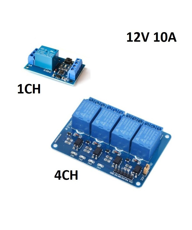 Modulo Rele 12V 10A 1- 4 Canales