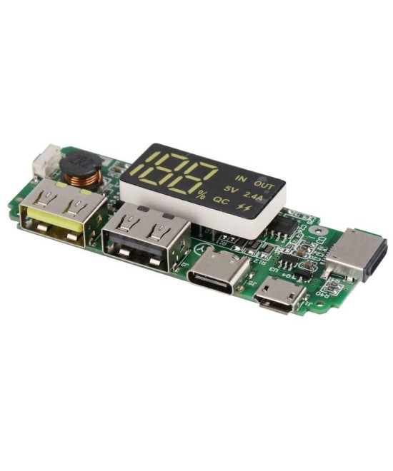 Modulo de Carga para Baterias de Litio 18650 5V 2.4A Input USB-C/Lightning/Micro USB BMS