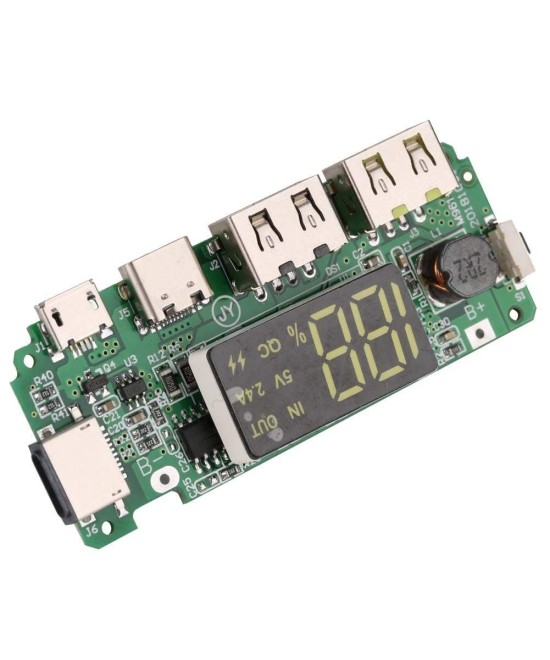 Modulo de Carga para Baterias de Litio 18650 5V 2.4A Input USB-C/Lightning/Micro USB BMS