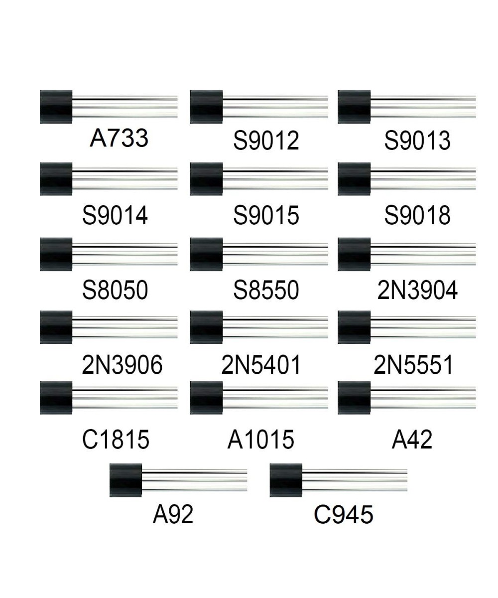 Transistores NPN y PNP 17 Valores (Kit)