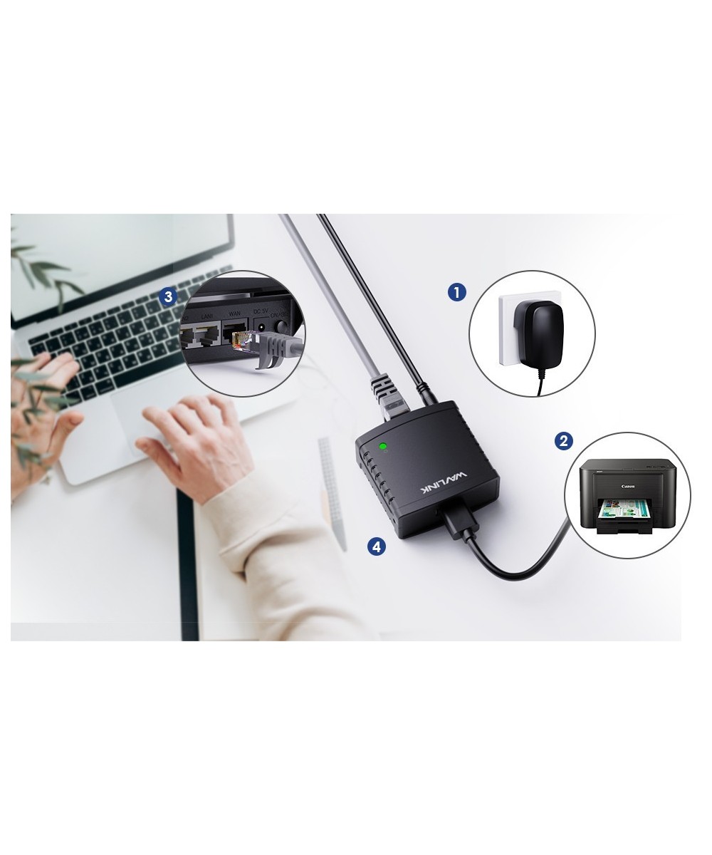 Servidor de Impresora USB 2.0 10/100Mbps RJ45 WN-NU78M41