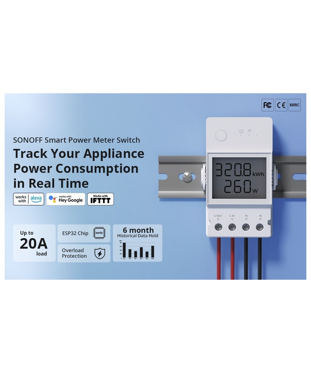 Medidor de Potencia e Interruptor WIFI POW Elite POWR3200D Sonoff