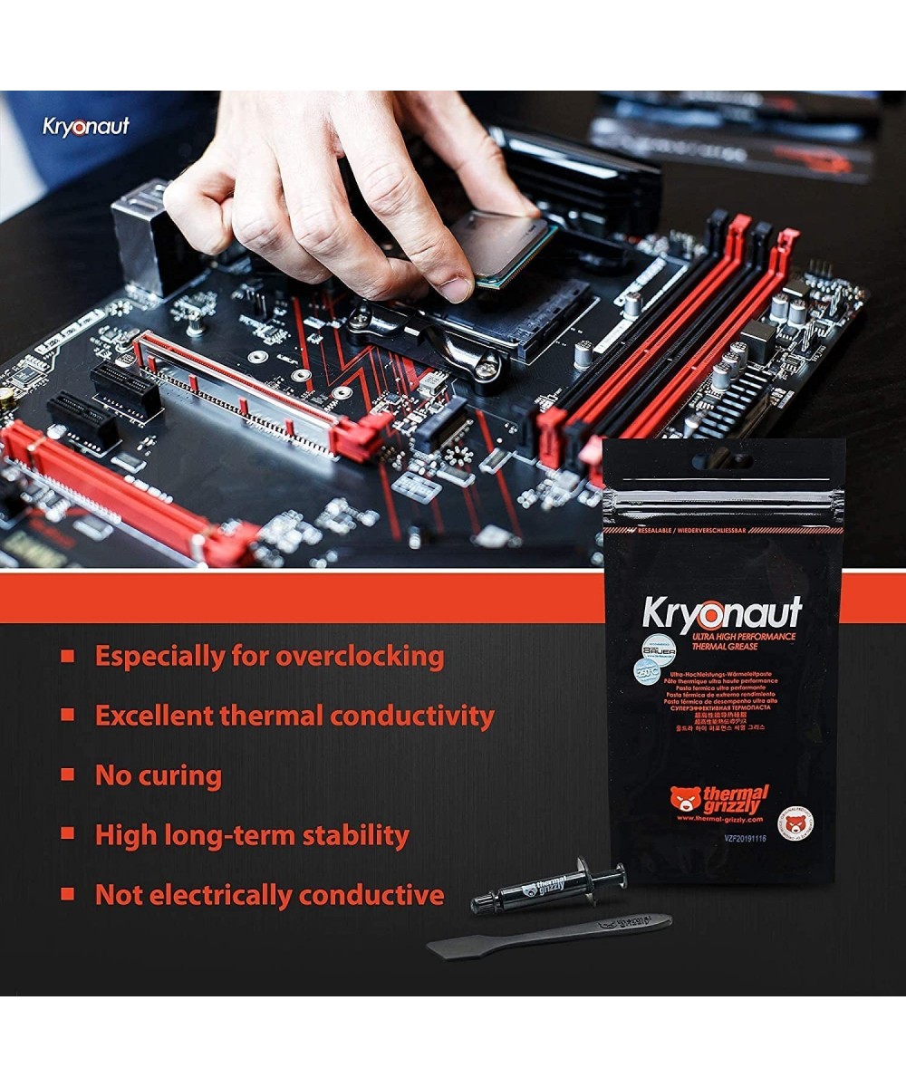 Pasta termica Grizzly Kryonaut 1g de alto rendimiento para refrigeracion de CPU/GPU