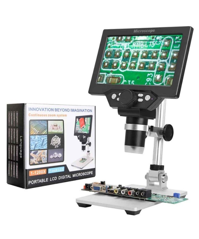 Microscopio Digital con Pantalla LCD 7" 1-1200X