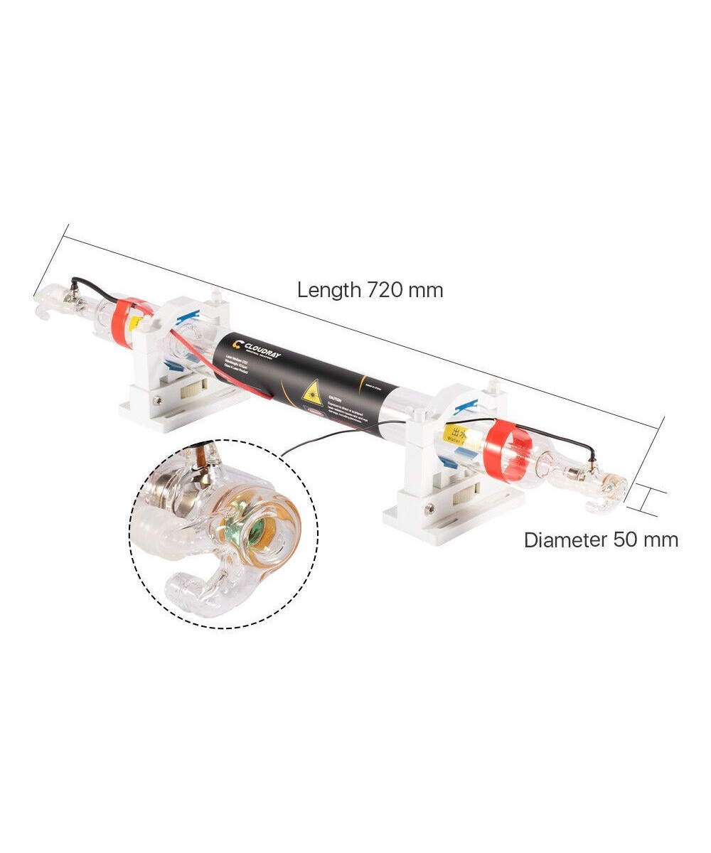Tubo Laser para Maquina de Grabado y Corte 40W CO2 Cloudray 720x50mm
