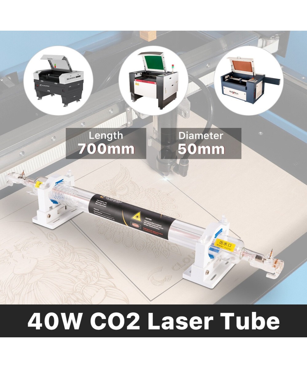 Tubo Laser para Maquina de Grabado y Corte 40W CO2 Cloudray 720x50mm