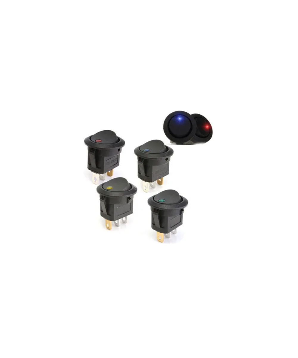 Interruptor redondo de 3 pines con luz roja ON/OFF