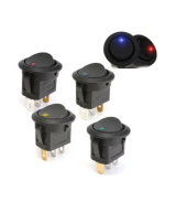 Interruptor redondo de 3 pines con luz roja ON/OFF