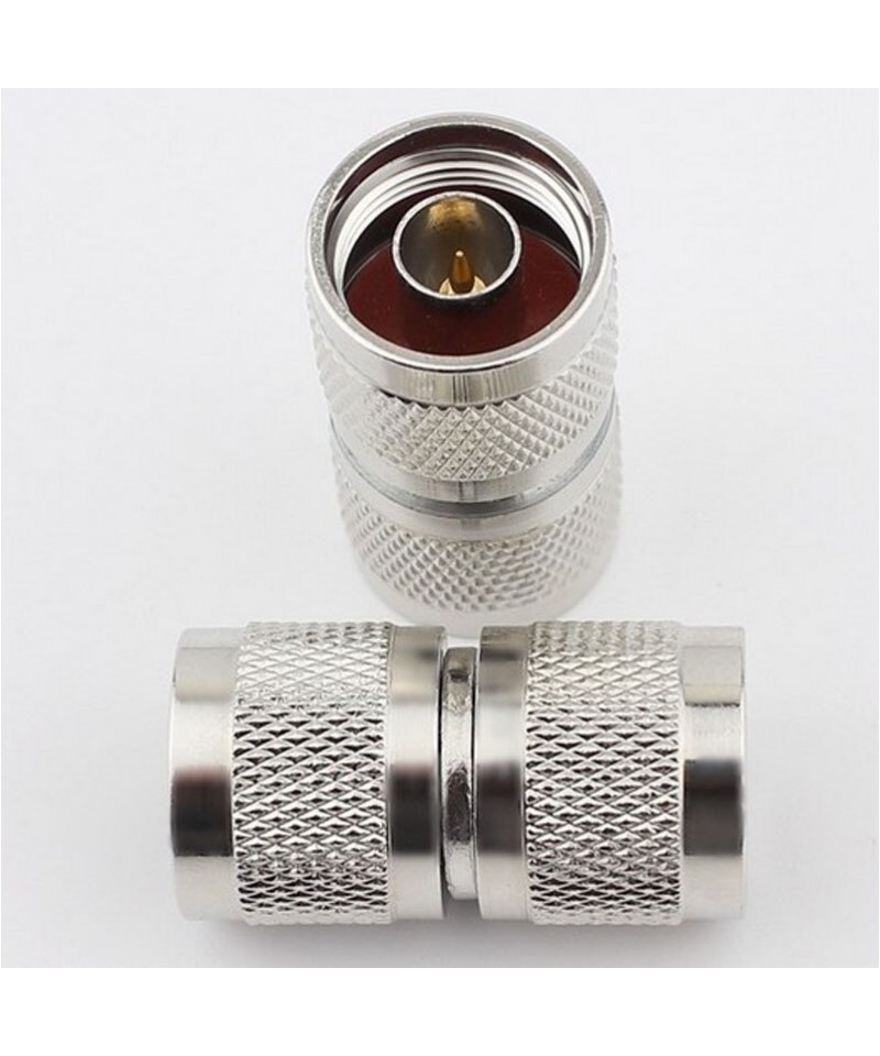 Adaptador RF de coaxial tipo N macho a macho, con rosca giratoria