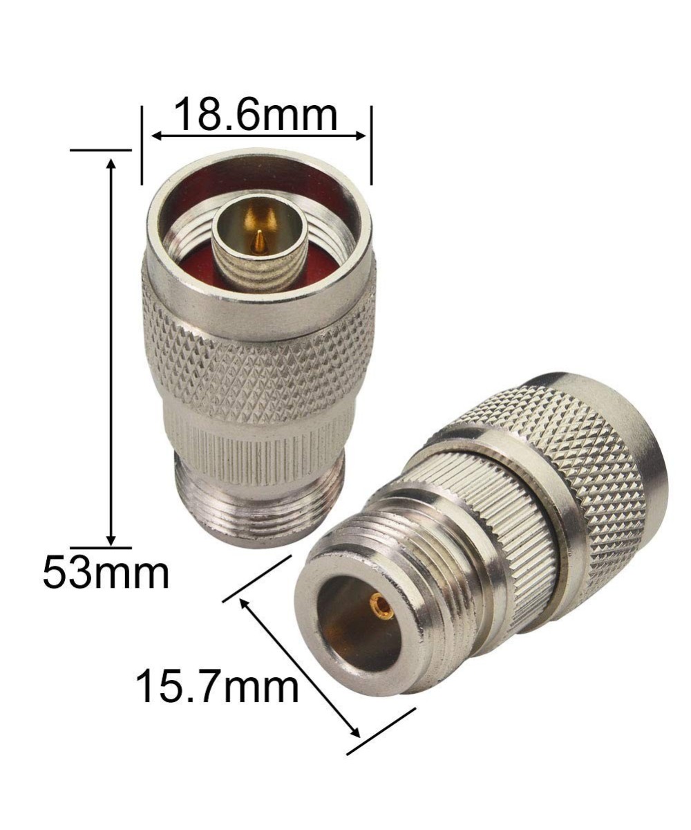 Adaptador RF de coaxial tipo N hembra a macho, con rosca giratoria