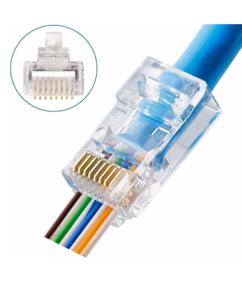 Conector RJ45 CAT6E pasante (10U)