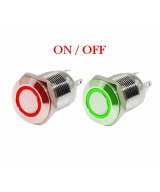 Interruptor Push Button con bloqueo 12mm con luz color verde / rojo