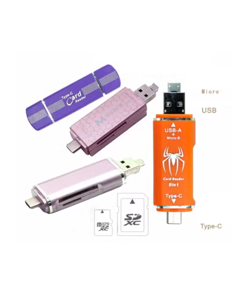 Lector de memorias TF / micro SD OTG 3 en 1 USB-C / micro USB / USB