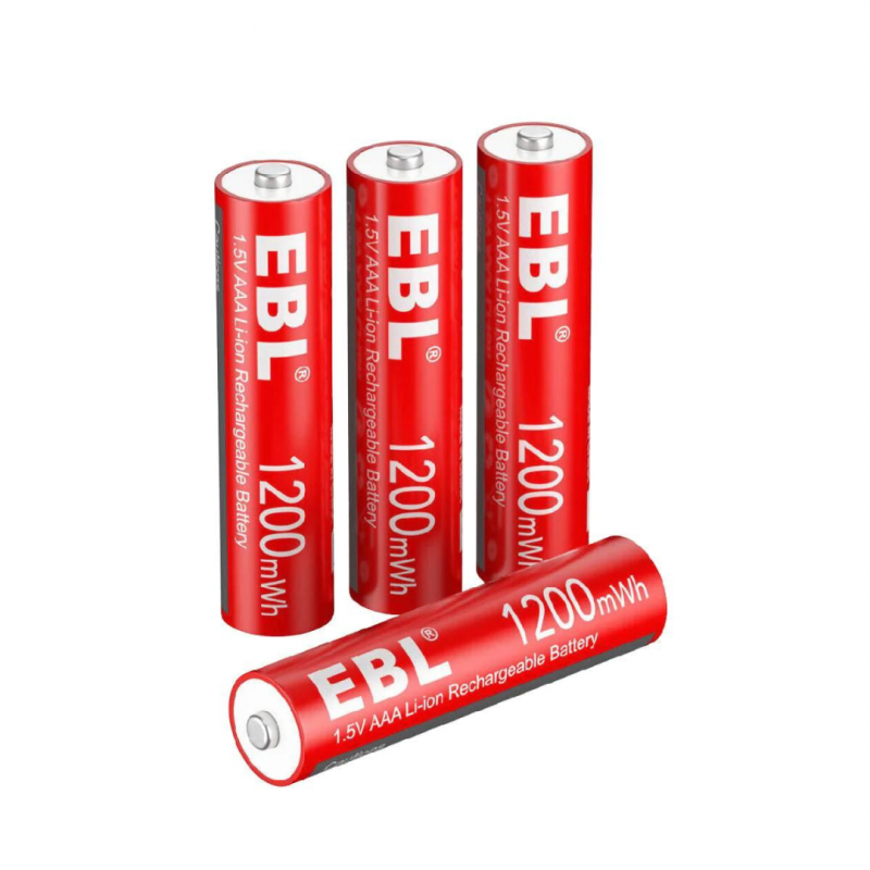  Pilas recargables AAA de litio/iones de litio, paquete de 4  baterías triple A de 1.5 V 1100 mWh, alta capacidad, con cargador USB,  carga rápida de 1 hora, pilas AAA recargables