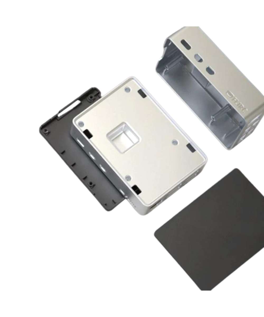 Contenedor para Raspberry pi 5 plateado metalico