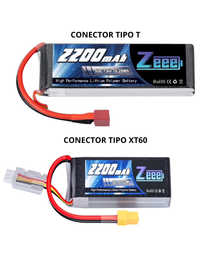 Bateria Tipo Lipo recargable Zeee 7.4V 2S 2200 MAH 50C