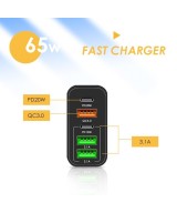 ADAPTADOR DE CARGA USB 65W 5 PUERTOS