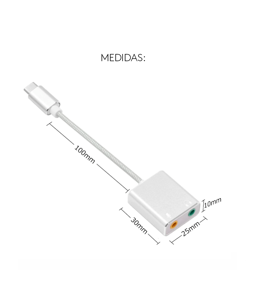 Adaptador USB-C a 3.5mm microfono y audifono