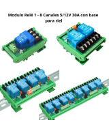 Modulo Rele 1 - 8 Canales 5/12V 30A con base para riel