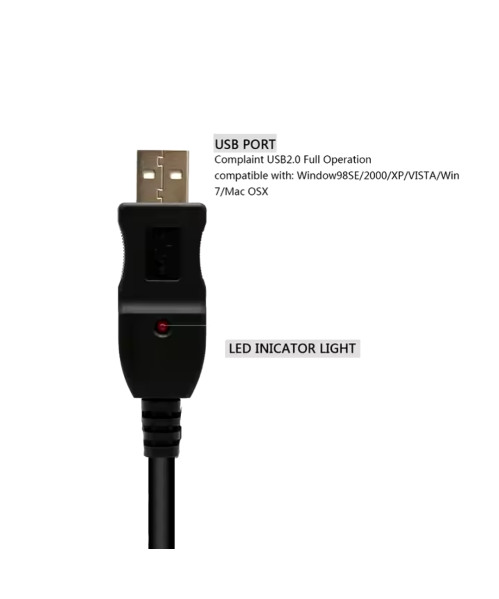 Cable para audio para guitarra USB a 1/4 (6.35mm) mono macho 3M