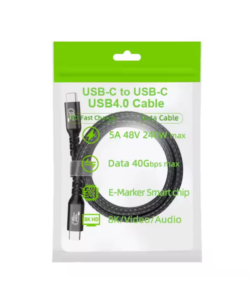 Cable USB4.0 USB-C a USB-C PD Thunderbolt 4 8K 40Gbps 240W 2M