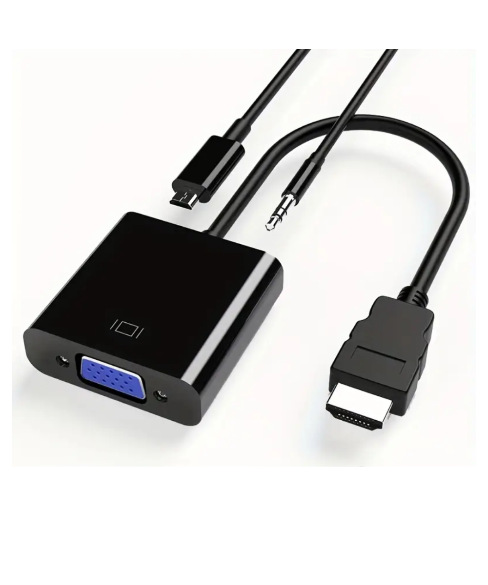 Convertidor de video de HDMI a VGA mas audio 3.5mm y puerto de energia
