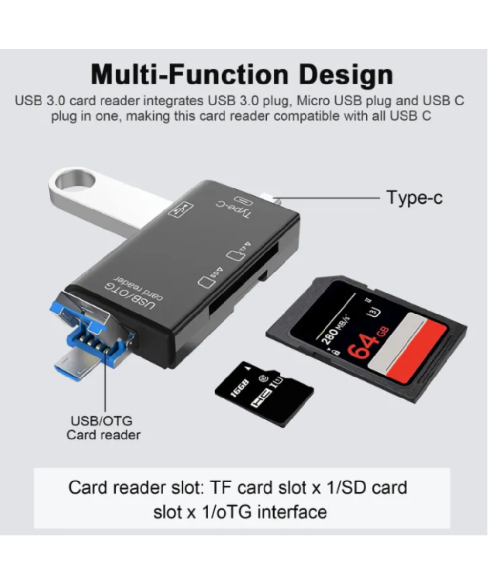 Lector de memorias TF / micro SD OTG 3 en 1 USB-C / micro USB / USB