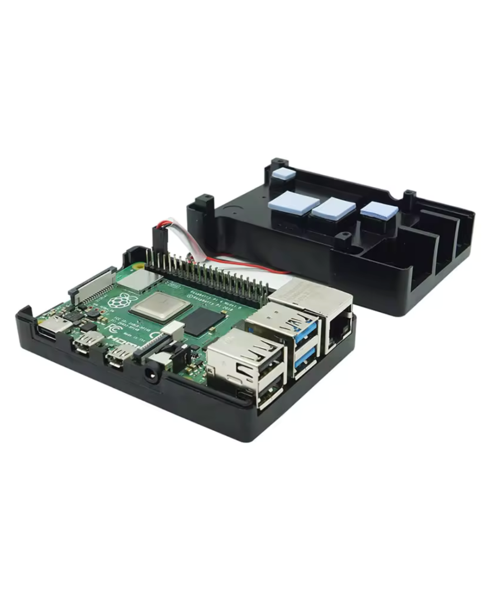 Contenedor para Raspberry pi 4B metalico con ventilador