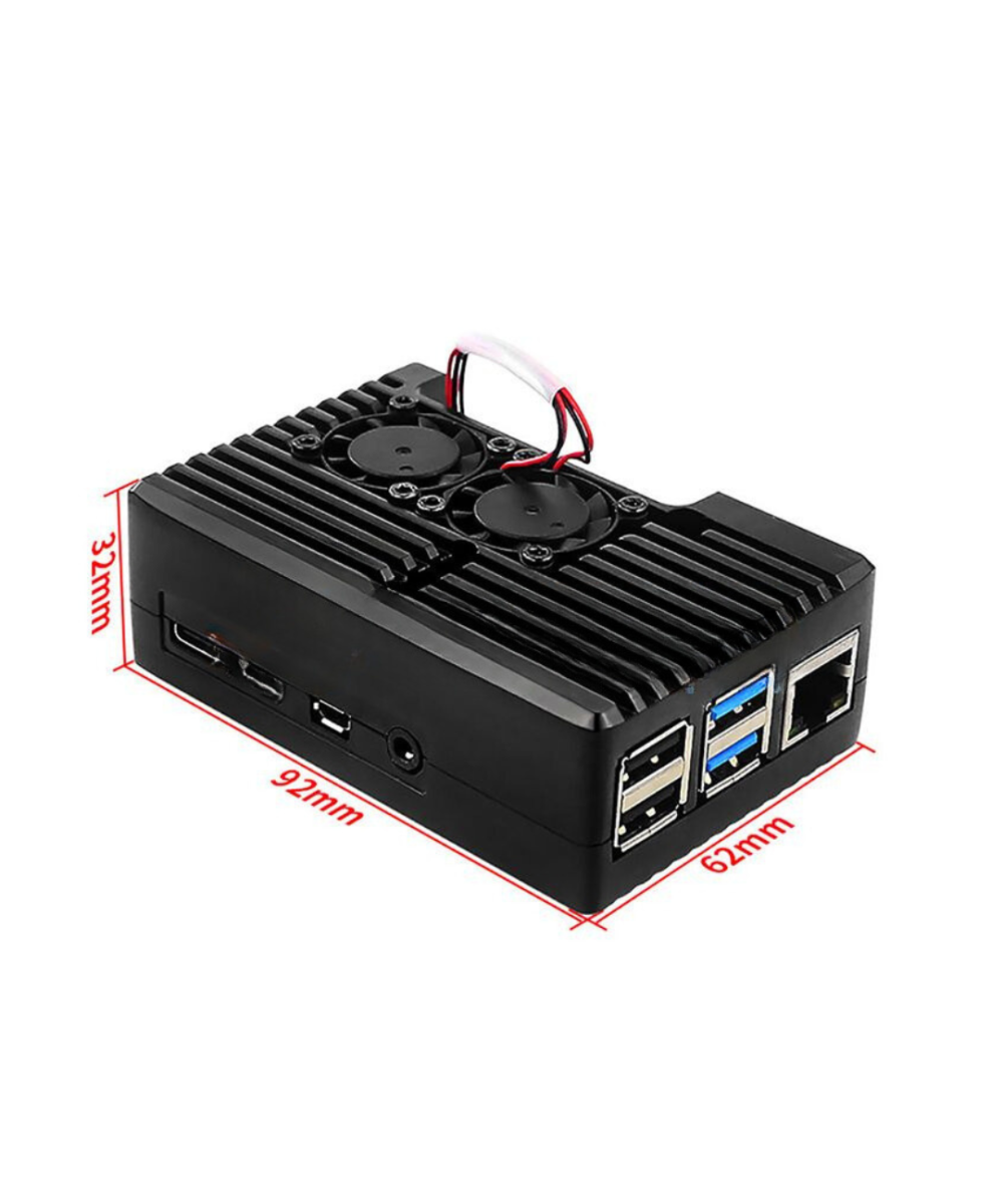 Contenedor para Raspberry pi 4B metalico con ventilador