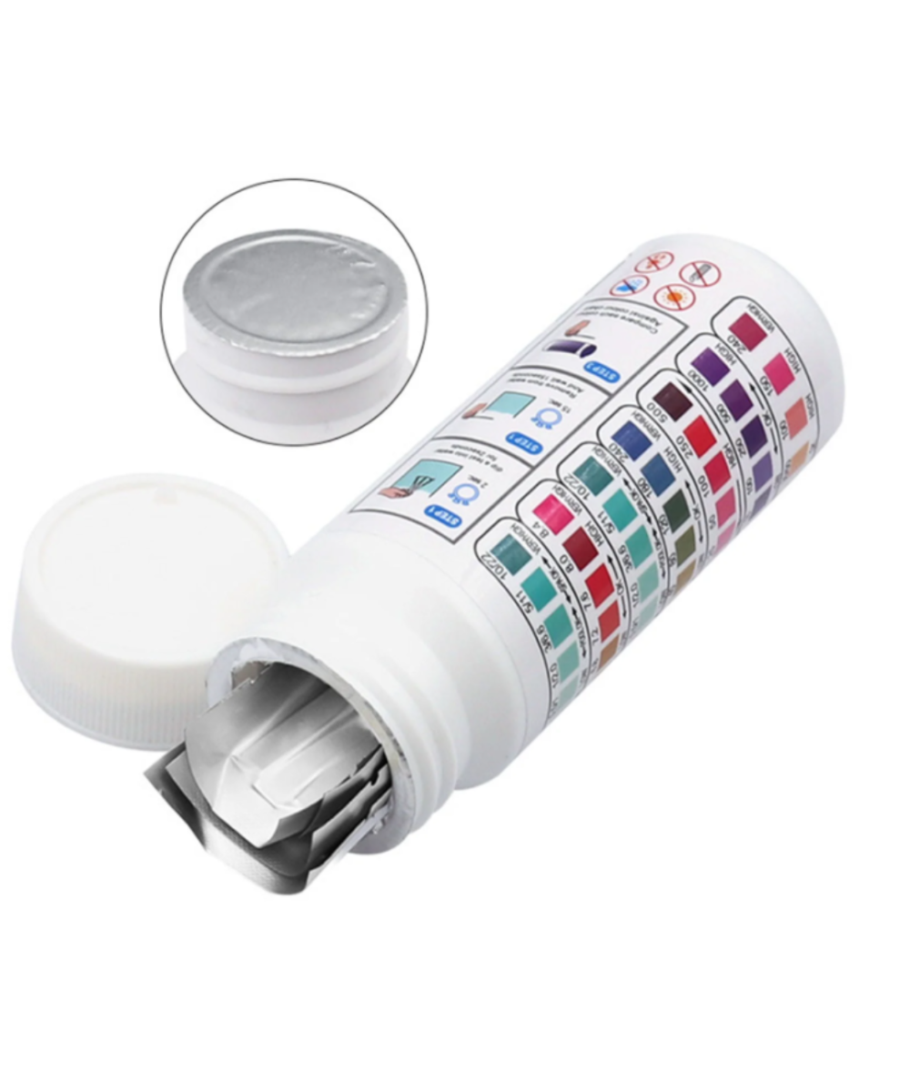 kit de 100 Tiras para medir PH en agua 7 en 1