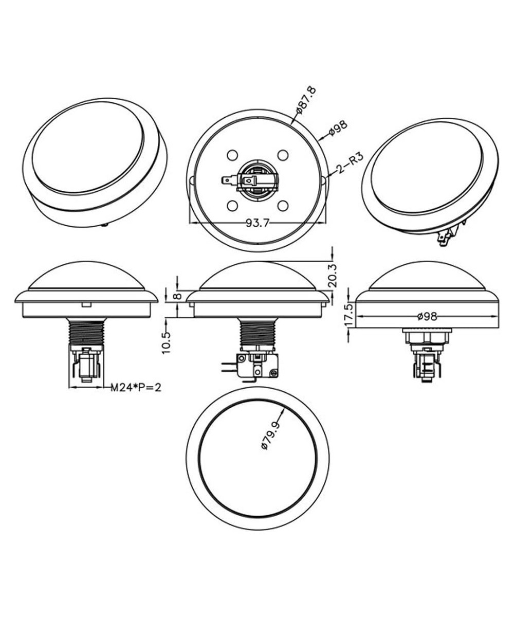 Boton push con luz de color 4 pulgadas