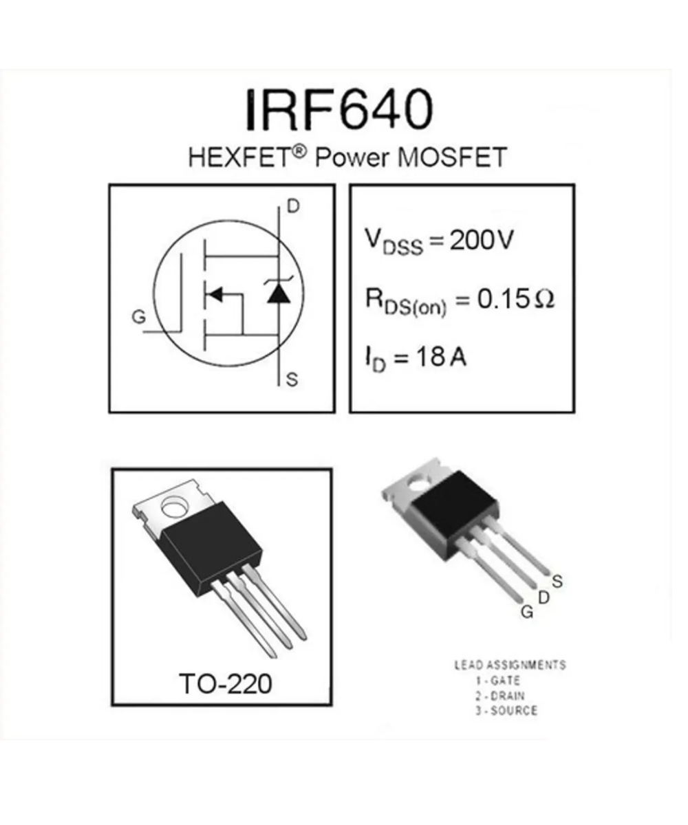 Transistor Mosfet IRF640 Canal N 200V 18A 150W TO-220