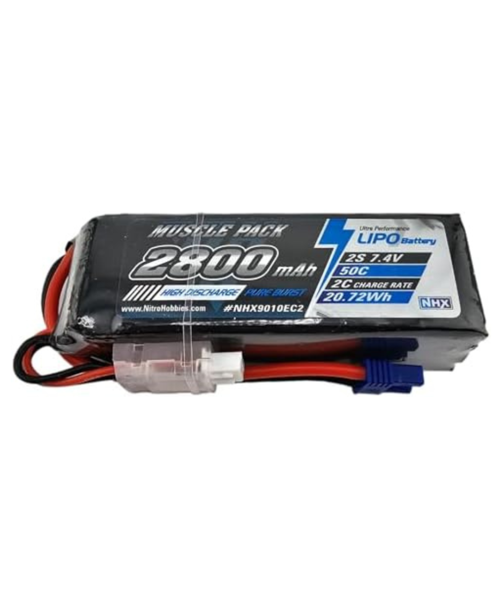 Bateria tipo Lipo recargable 7.4V 2800MAH 2S 50C EC2 MUSCLE PACK